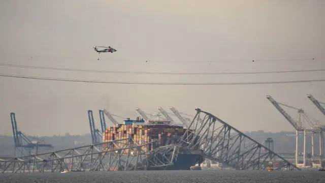 Baltimore bridge collapsed on top of the Dali ship.