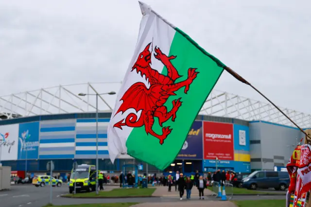 Wales flag at Cardiff City Stadium