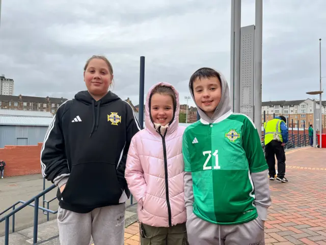 Northern Ireland fans Seth, Jessica and Riley