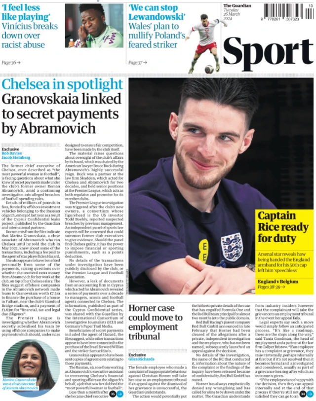 Guardian back page