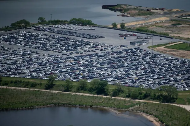 Cars at a Baltimore port in 2020