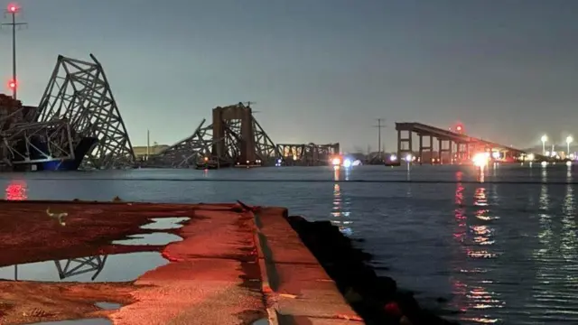 A view of the Francis Scott Key Bridge after it collapsed