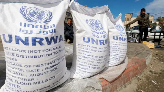 Bags of flour from UNRWA