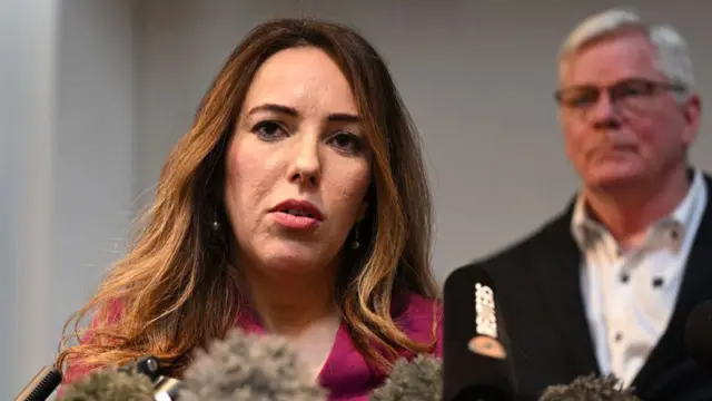 Stella Assange, the wife of Julian Assange speaks to the media outside Doughty Street Chambers after a decision on Julian Assange's extradition appeal has been adjourned to May 20 while the court seeks assurances from the US, on March 26, 2024 in London, England.