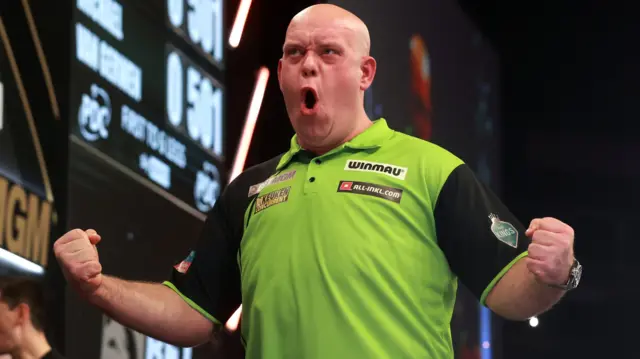 Michael van Gerwen celebrates