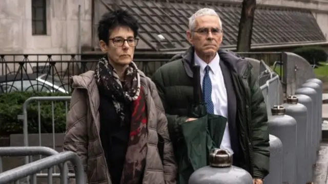 Barbara Fried and Allan Joseph Bankman arrive at court in New York