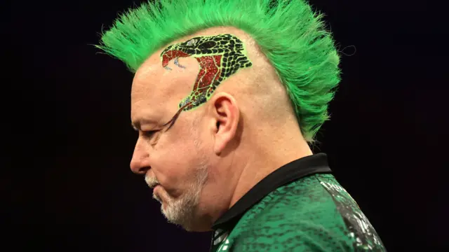 Peter Wright stands on the oche