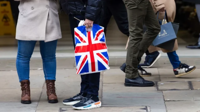 Shoppers on a UK high street