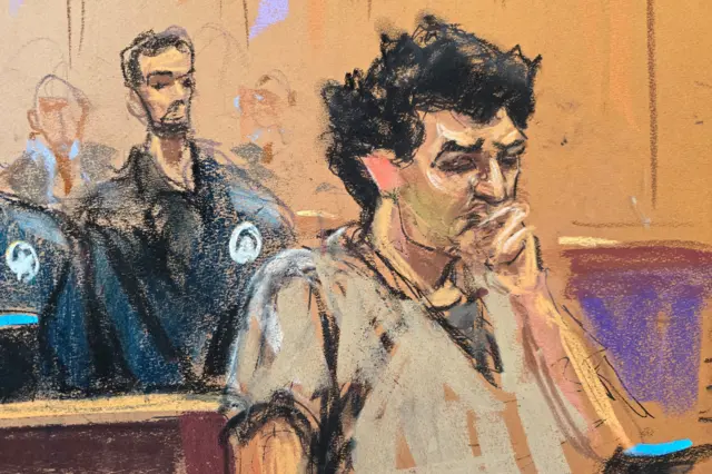 FTX founder Sam Bankman-Fried attends his sentencing hearing at Federal Court in New York City, U.S., March 28, 2024 in this courtroom sketch.