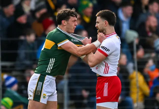 David Clifford gets to grips with Padraig Hampsey in Killarney