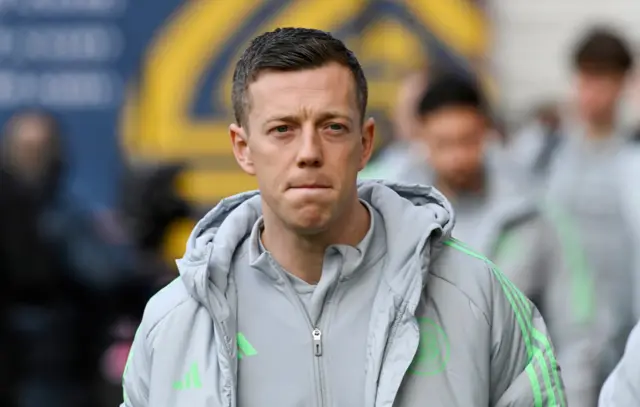 Callum McGregor will watch from the stands today