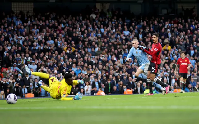 : Erling Haaland of Manchester City scores