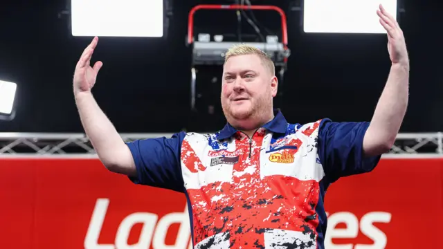 Ricky Evans on the stage at the UK Open