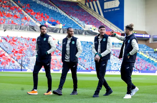 Hibs players at Ibrox