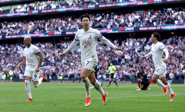 Son Heung Min celebrates