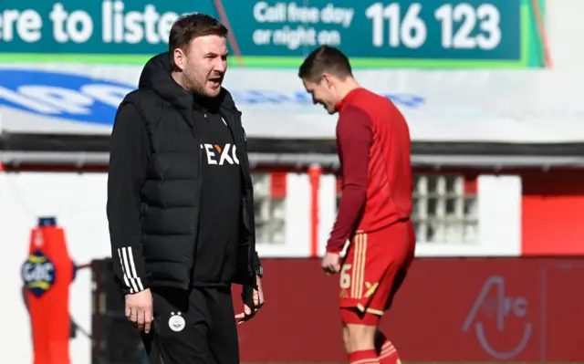 Aberdeen Caretaker Manager Peter Leven during a cinch Premiership match between Aberdeen and Ross County at Pittodrie Stadium, on March 30, 2024, in Aberdeen, Scotland.