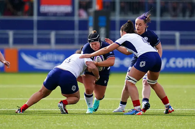 Leah Bartlett takes the ball into contact