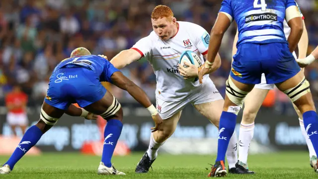 Steven Kitshoff hands off Hacjivah Dayimani during Ulster's loss to Stormers