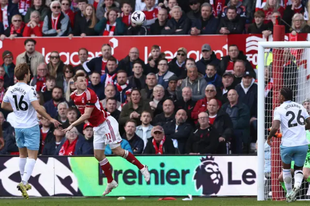 Chris Wood scores a goal with a header