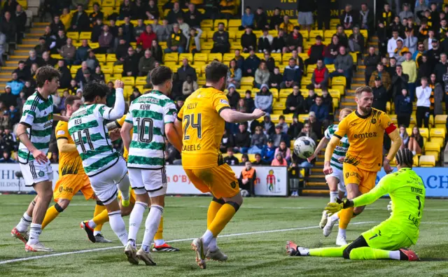 Celtic and Livingston players as Celtic take the lead