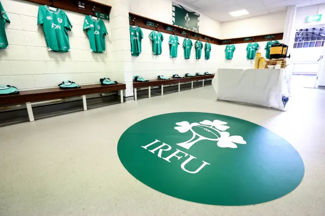 The Ireland changing room ahead of the game