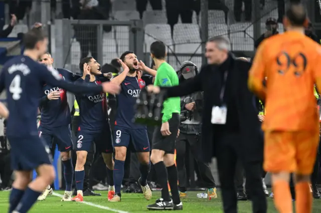 Goncalo Ramos celebrates scoring for PSG