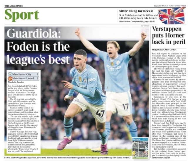 The Times main sport page