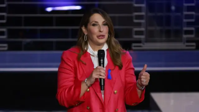 Republican National Committee chairwoman Ronna McDaniel on stage