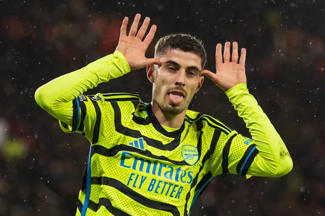 Kai Havertz of Arsenal celebrates scoring the 4th goal