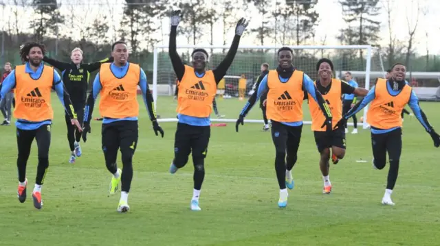 Arsenal players training