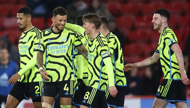 Ben White celebrates with teammates