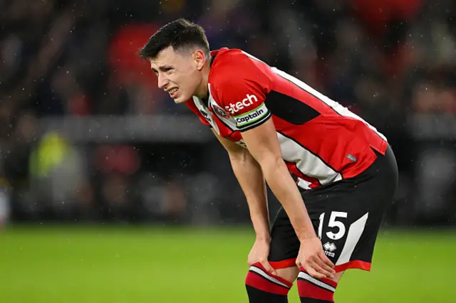 Anel Ahmedhodzic of Sheffield United looks dejected