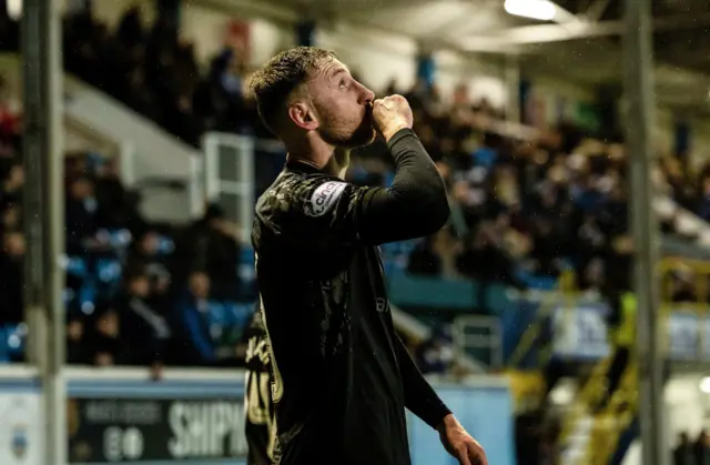 Jordan Tillson celebrates scoring the winner against Morton