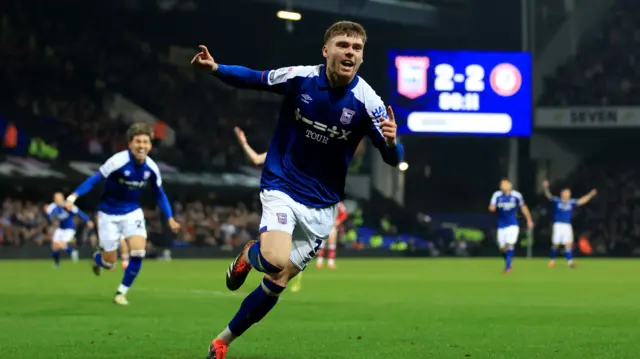 Leif Davis celebrates scoring