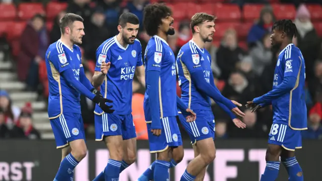 Leicester celebrate scoring