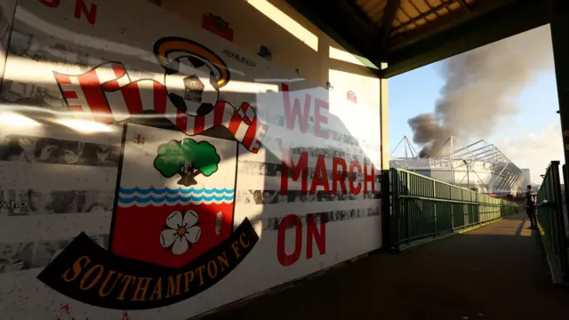 Smoke over St Mary's Stadium