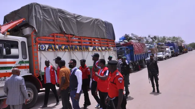 Food trucks impounded by Nigerian authorities while on transit to neighbouring countries on 5 March 2024