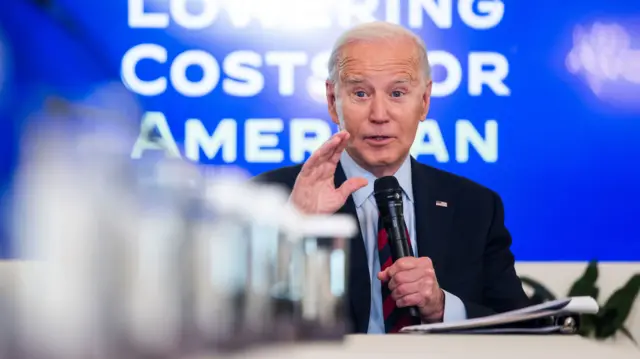 US President Joe Biden convenes a meeting of his Competition Council to announce a new 'strike force,' led jointly by the Department of Justice and the Federal Trade Commission (FTC), to fight 'corporate rip-offs' in the State Dining Room of the White House in Washington, DC, USA, 05 March 2024. Biden said the actions will cut down on excessive credit card late fees, as well as help make health care markets more affordable. US President Biden announces new strike force to curb illegal pricing, Washington, USA - 05 Mar 2024