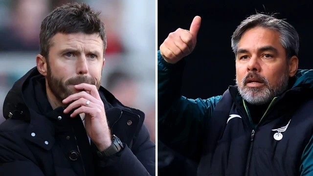 Split picture of Middlesbrough boss Michael Carrick and Norwich head coach David Wagner