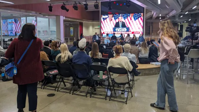 Students at a watch party in California