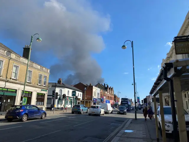 Smoke can be seen from Shirley High Street