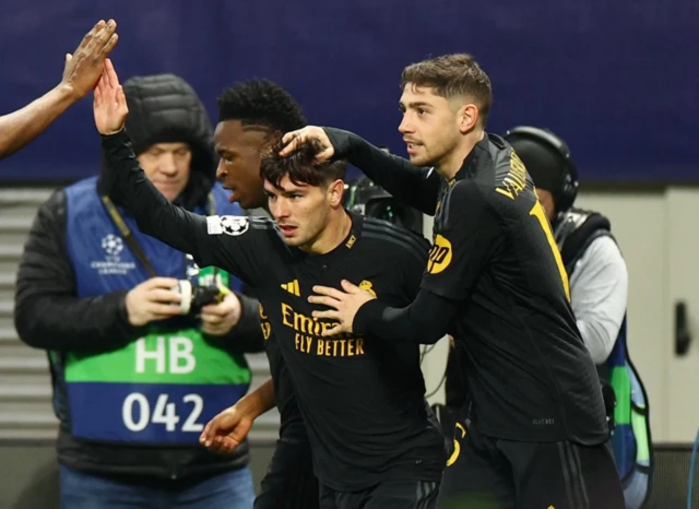 Brahim Diaz celebrates scoring for Real Madrid