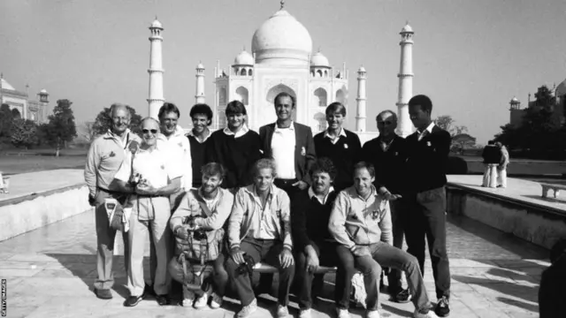 England's touring team pose for a photo during the 1984-85 tour of India