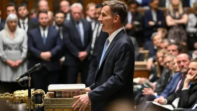 Jeremy Hunt presents the Budget Report from the despatch box in the House of Commons