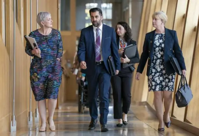 Justice Secretary Angela Constance, First Minister Humza Yousaf and Deputy First Minister Shona Robison