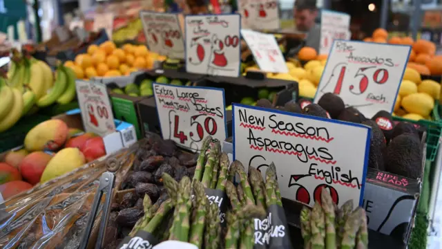 Fruit and vegetables at a market stall in London