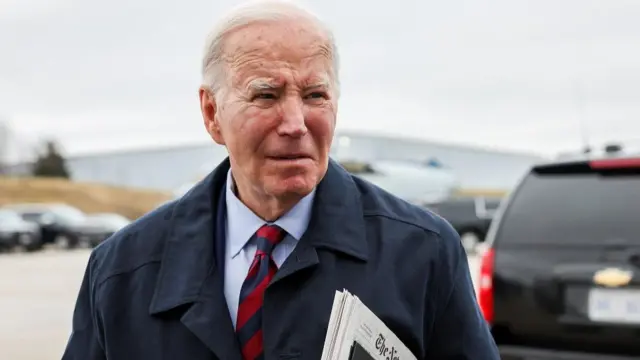 Joe Biden speaks to the press before boarding Air Force One in Maryland earlier this week