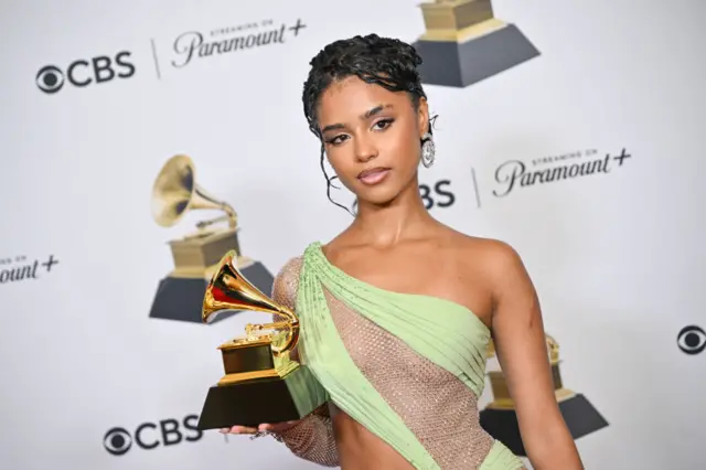 Tyla at the 66th Annual GRAMMY Awards held at Crypto.com Arena on February 4, 2024 in Los Angeles, California.