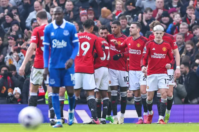 Manchester United celebrate scoring