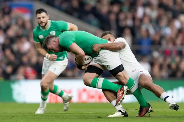 Ireland resisting a tackle